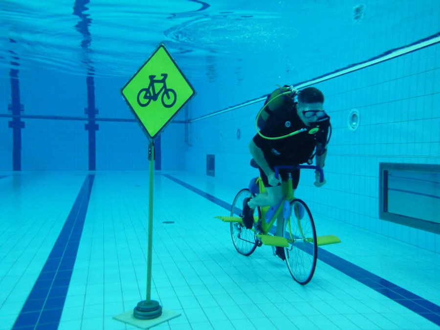 underwater bike riding